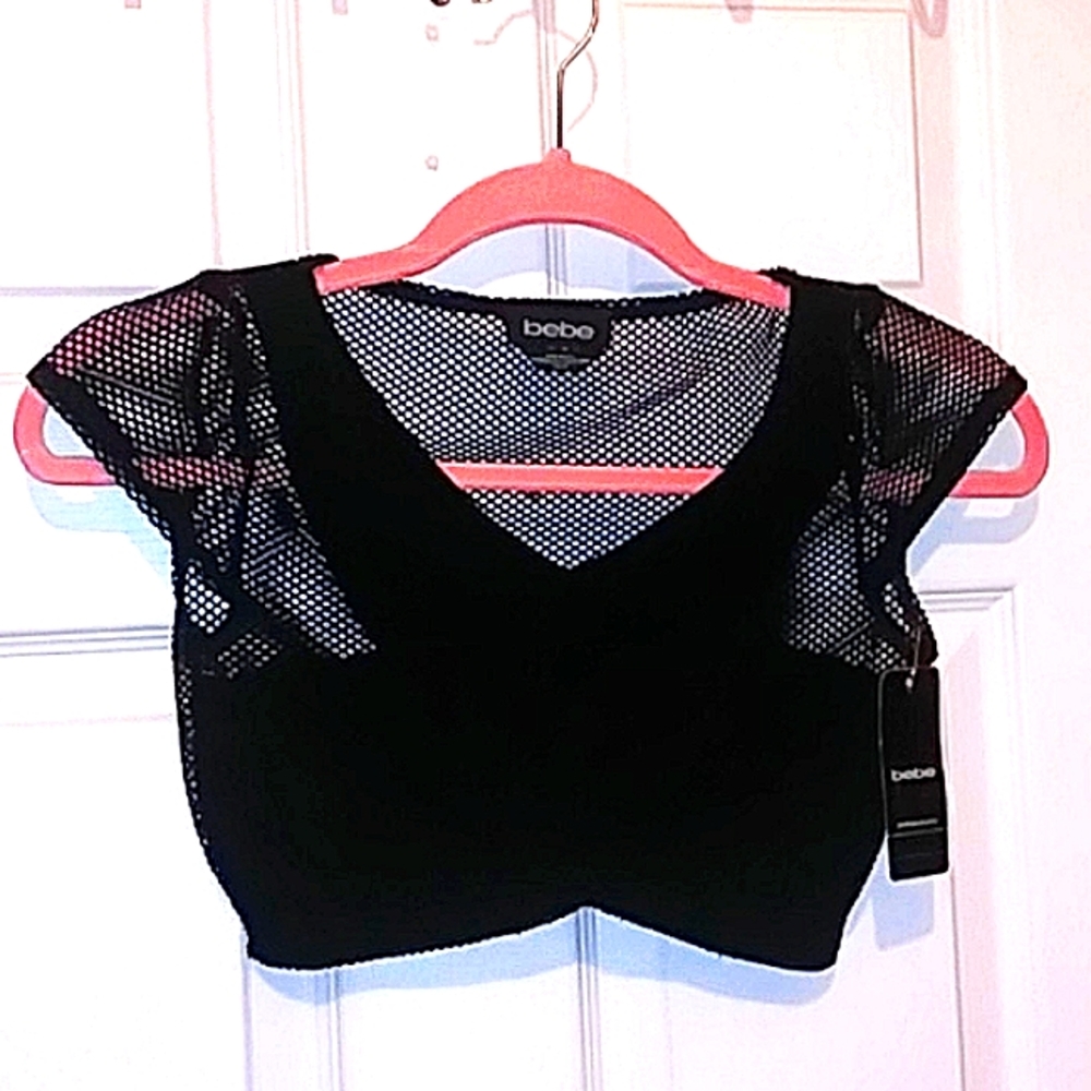 🔥NWT Bebe Mesh Wrap Crop Top XS